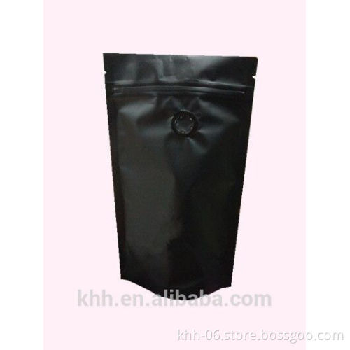 Matte black stand up ziplock coffee bags with valve